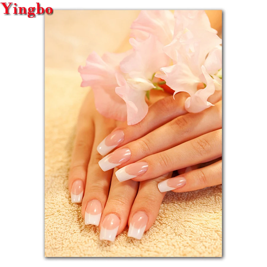 5D алмазная живопись Маникюр Мода Палец Дизайн ногтей Красота квадратная круглая