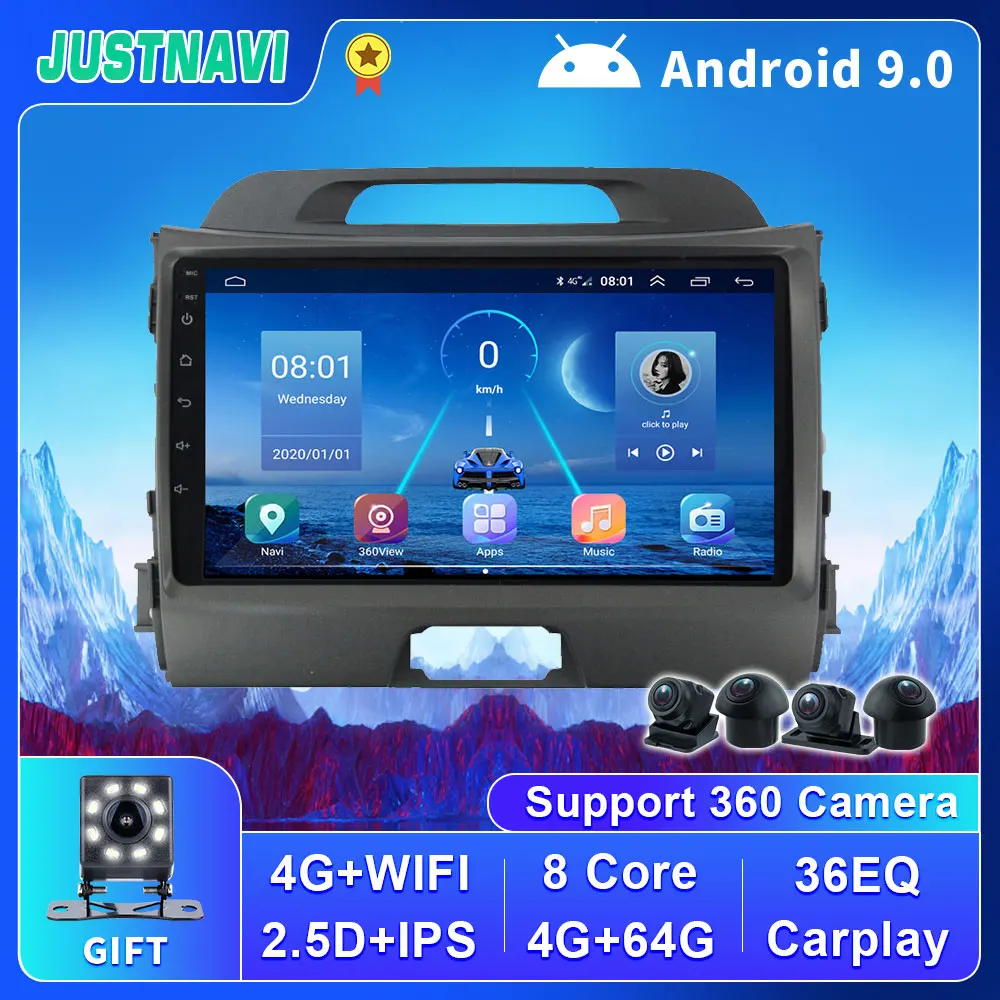 

Android 9.0 For Kia Sportage 2010-2016 Car 2 Din Radio 4G WIFI Carplay DSP Camera Multimedia Video Player Navigation GPS No DVD