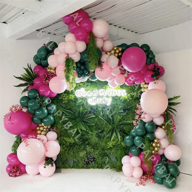 

206Pcs Hawaii Balloon Garland Arch Kit Green Pink Latex Balloon Set Summer Party Supplies Wedding Birthday Baby Shower Decor