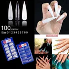 Искусственные Типсы для ногтей, длинные, 100 шт.кор., 10 размеров, накладные Типсы для ногтей для салона, акриловые Типсы для ногтей, 3 цвета на выбор