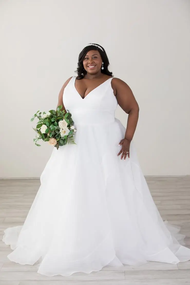 

Sexy Modest Elegant V-neck Plus Size Wedding Dresses 2022 Vestidos de Noivas A-line Bridal Gowns Robe de Mariage