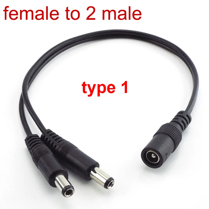 5.5mmx2.1mm 1 to 2 Way 12V DC Power Splitter Cable Male Female Jack Plug Connector Wire for LED Lamp Strip CCTV Camera | Безопасность и