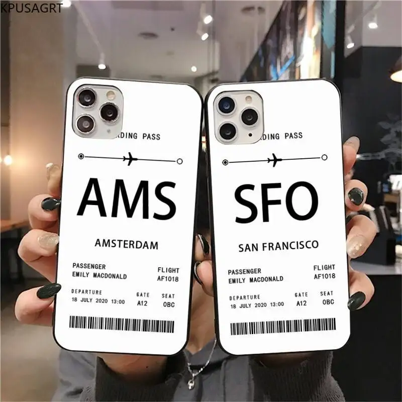 

KPUSAGRT Personalised Plane Ticket Phone Case for iphone 12 pro max 11 pro XS MAX 8 7 6 6S Plus X 5S SE 2020 XR case
