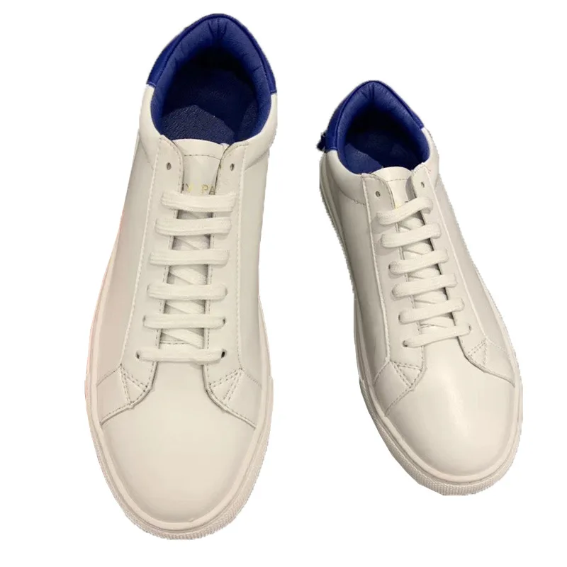 

2020 New Men Women Genuine Leather Sneakers Casual White Shoes Breathable Couple Flat Shoes Size 34-44
