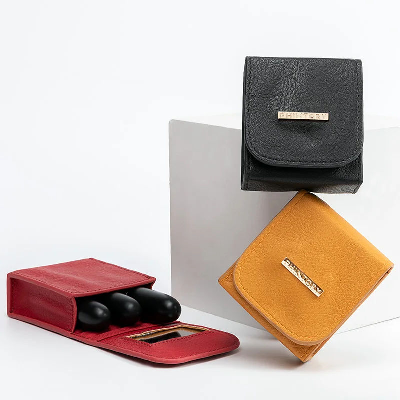 Миниатюрная сумка из искусственной кожи для хранения косметики с зеркалом