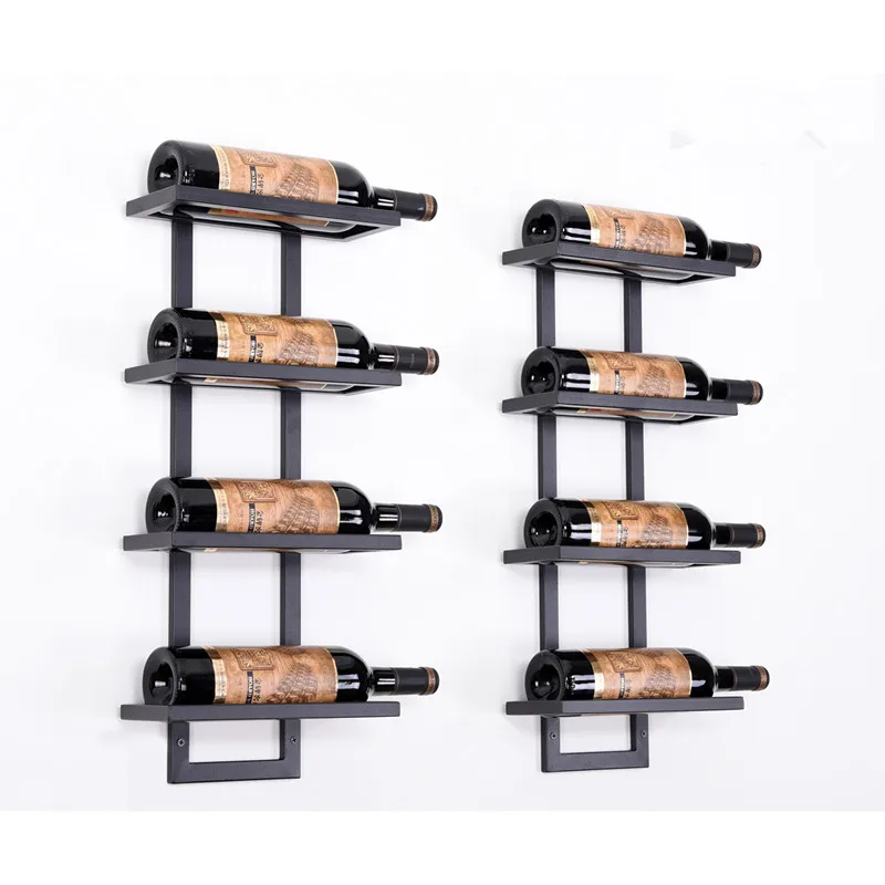 

Modern Iron Wall-mounted Wine Holder Simple Hanging Wine Rack Holder Iron Art Wine Support Cabinet Flat/Tilted Types 2-6 Bottles
