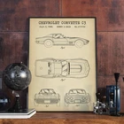 Американский автомобиль Корвет C3 схема художественные принты подарок для гоночного автомобиля патент для мальчика декор комнаты Настенный декор плакат холст живопись