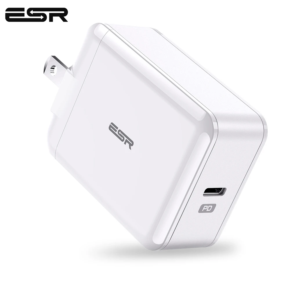 ESR USB C зарядное устройство 18 Вт, зарядное устройство со складной вилкой типа C PD зарядное устройство для iPhone XS/XR/XS Max iPad Pro samsung