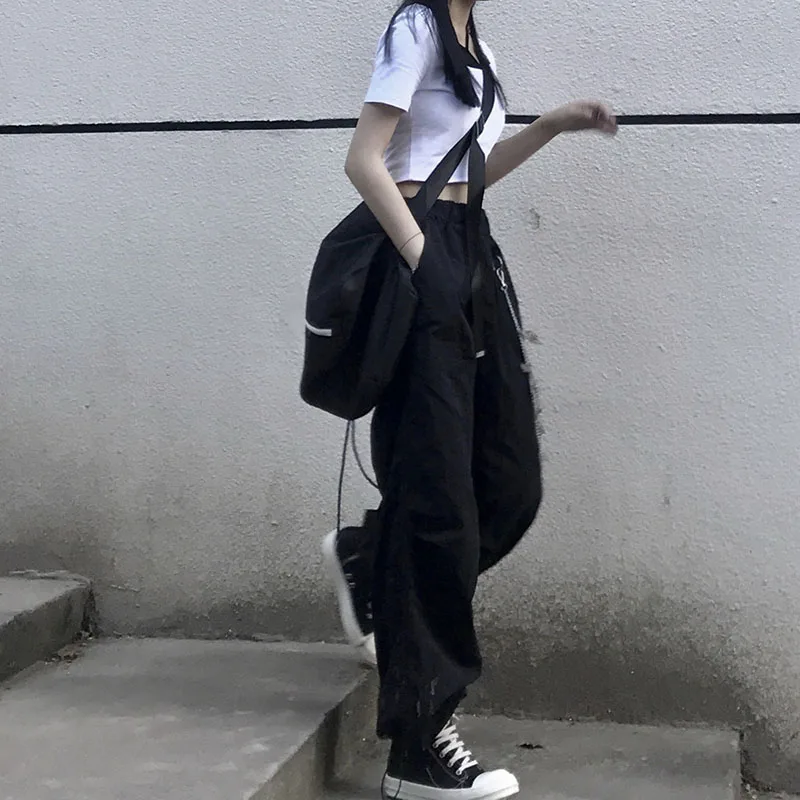 

Korean ins Harajuku Hip hop bf pocket black trousers jogger clothes sweatpants dropshipping vintage streetwear punk women pants