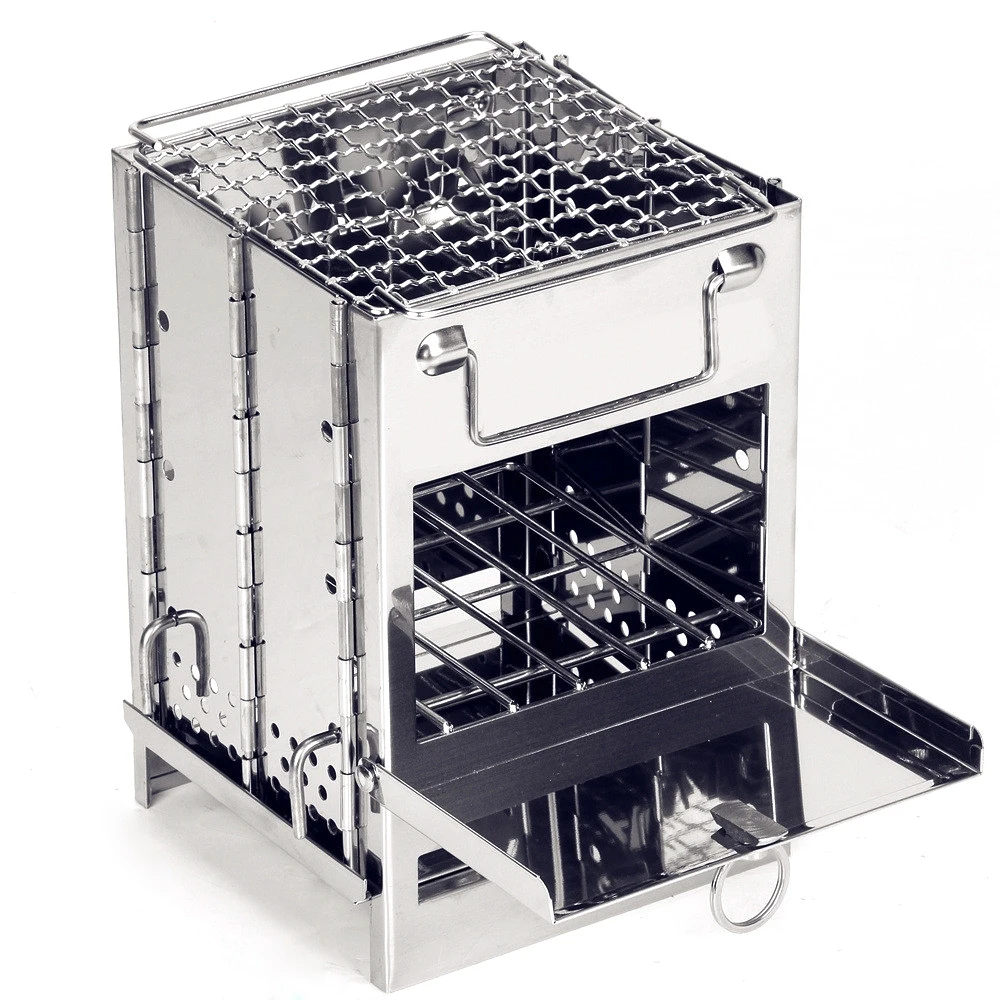 

Camping Outdoor Stove Stainless Steel Square Wood Stove Foldable Grill Outdoor Travel Mini Charcoal Stove Portable Mini Camping