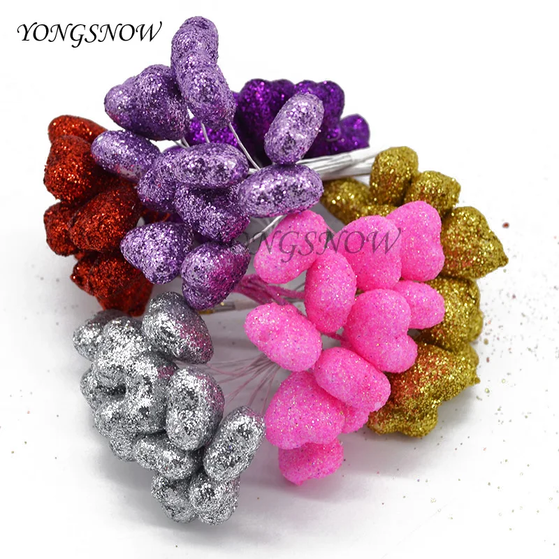 

72 Pcs/lot Foam Heart Stamens Artificial Flower Bunch DIY Headwear Accessories Wedding Christmas Scrapbook Wreath Decoration