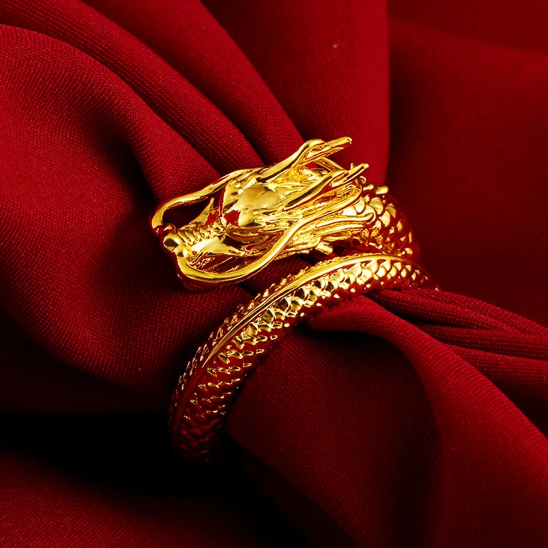 

Dragon Phoenix Couple Ring Gold Dragon Phoenix Couples Wedding Rings Adjustable Jewelry Wholesale Open Women Men's Ring