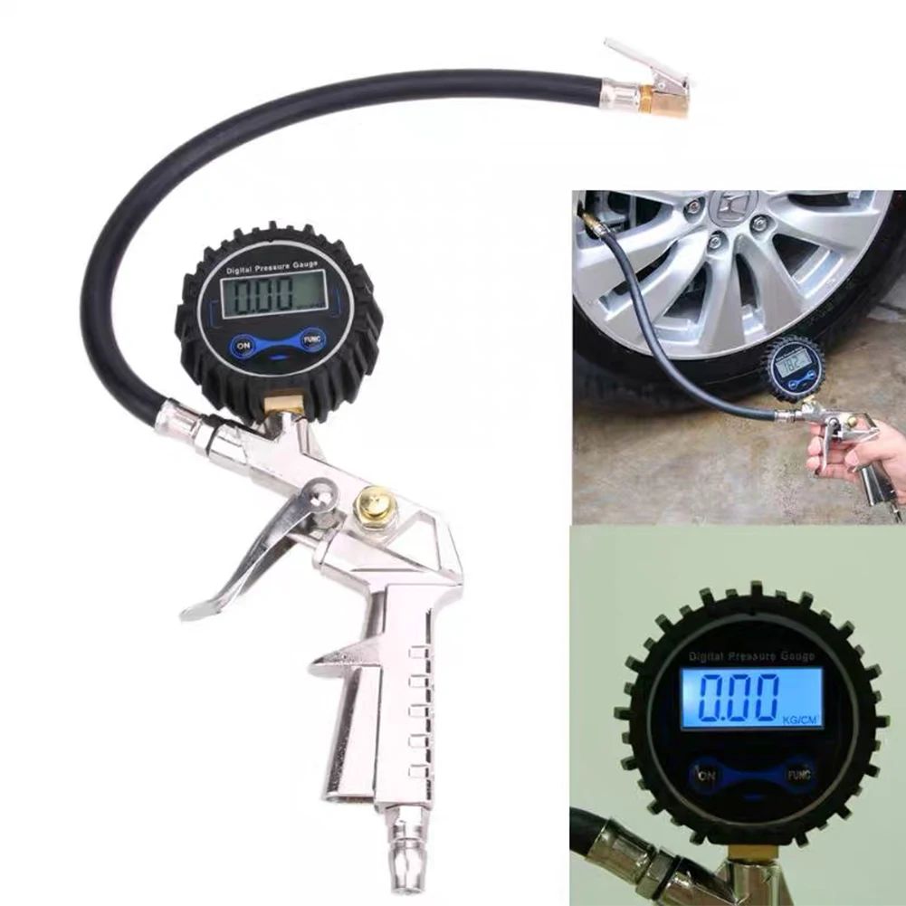 

Digital Tire Pressure Inflator Gauge Pistol Grip Trigger Gun Motorcycle Car