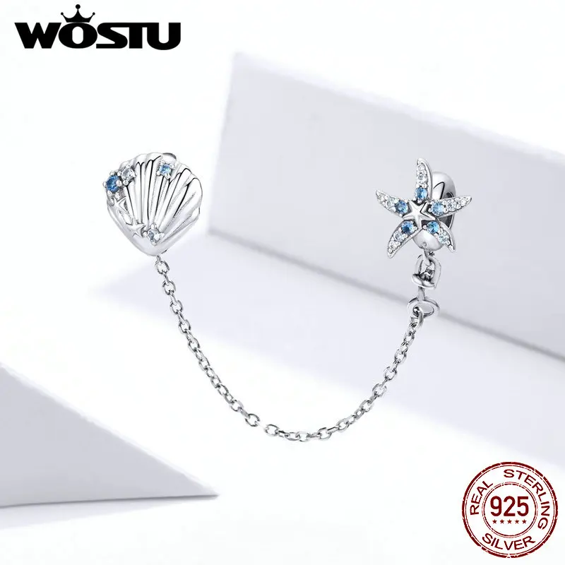 Starfish Пробка Подвески WOSTU 925 пробы серебряные тропические Морская звезда &amp