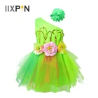 Джазовая танцевальная одежда для девочек, Детский костюм для латиноамериканских танцев, цветочный костюм для сальсы с заколкой для волос