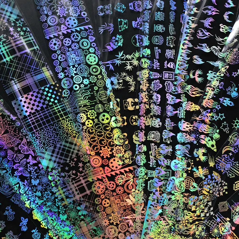 4*100 см/рулон 3d-наклейка для ногтей голографическая Лазерная Фольга пламя