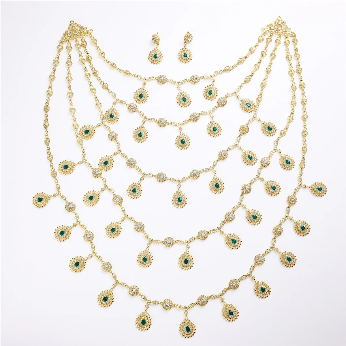 

2021 AugTraditional Wedding jewelry set for women Alloy Jewelry Sets Necklace Ring with Crown Belt