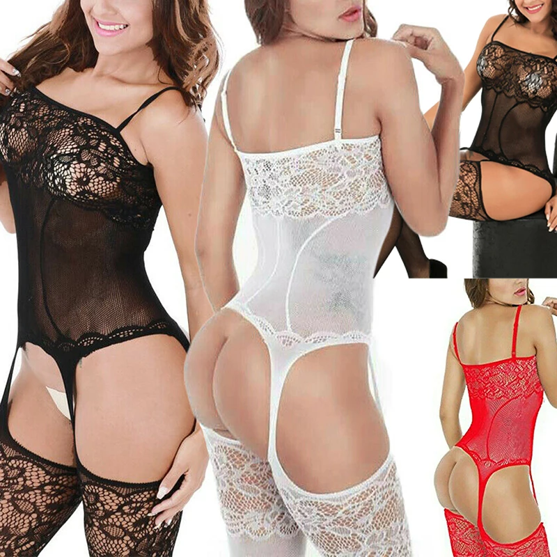

Sexy Women Fishnet Bodysuit Crotchless BodyStocking Underwear Lingerie Set Cloth