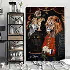 Антропоморфные изображение животного на стене собака козы Лев в костюме Boss Художественная печать холст картина Гостиная украшения дома постер