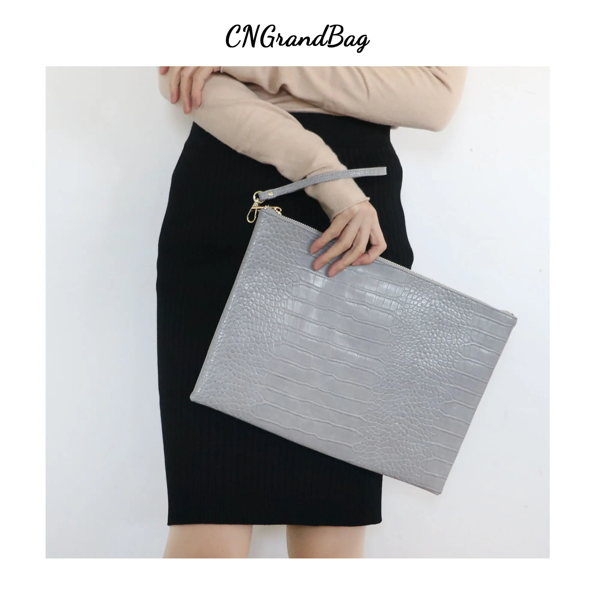 Горячая продажа Cutomized буквы тиснением ПУ крокодиловая кожа клатч женская сумка