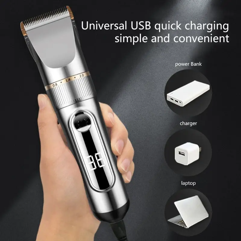 

USB Smart Touch LCD Hair Clipper Electric Hair Shaving Device Household Tools
