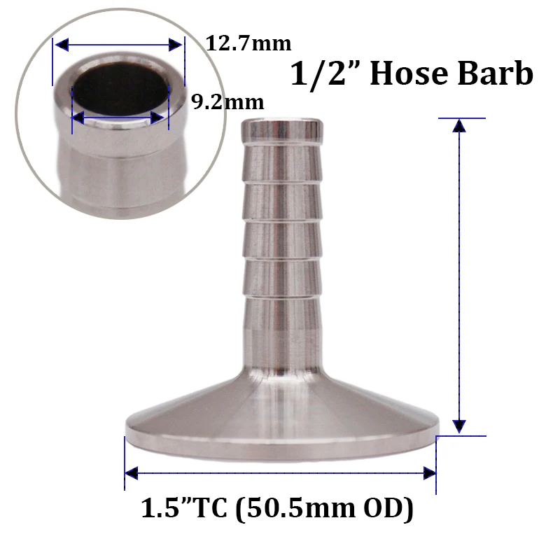 Шлангы 1 5 &quotTri Clamp x 1/2&quot (12 7 мм) шлангы 50 мм OD санитарные 304 нержавеющая сталь Homebrew