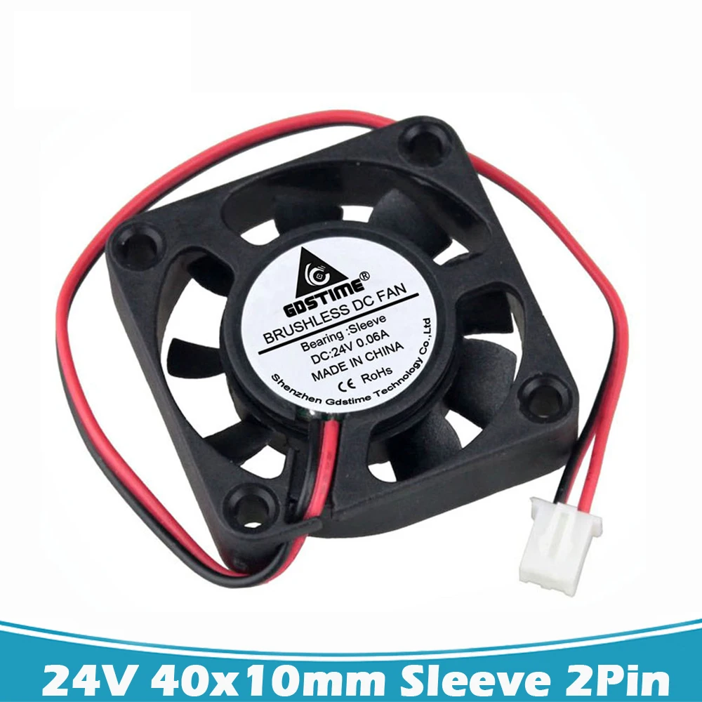 

2 Pcs Gdstime DC 24V 2Pin 4010 3D Printer Cooler Fan 4cm 40mm 40x10mm Ventilation Axial Flow Brusheless Case Cooling Fan