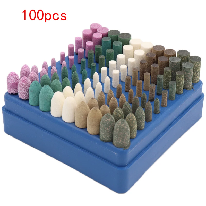 

URANN 100PCS Rubber Mounted Point Grinding Head Dremel For Mould Polish Die Grinder Rotary Polishing Tools Rubber Grinding Heads