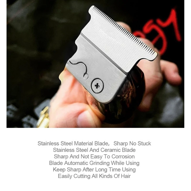 

Professional Hair Clippers Men T-Blade Beard Trimmer Barber Grooming Kit Cordless Haircut Machine