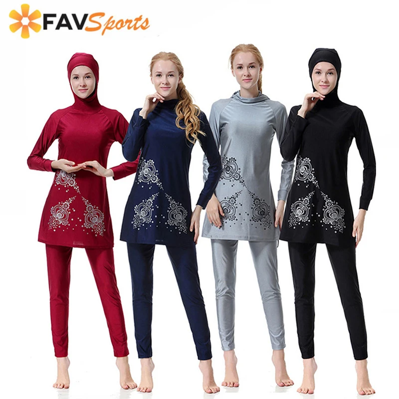 2019 Женская одежда для плавания с цветочным принтом мусульманская хиджаб мАч