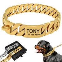 custom metal dog collar stainless steel chain martingale personalized collar safety for medium large dog bully dogs doberman