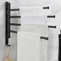 punch free towel rack rotating toilet space aluminum bathroom hanging rod multi pole folding movable towel rod