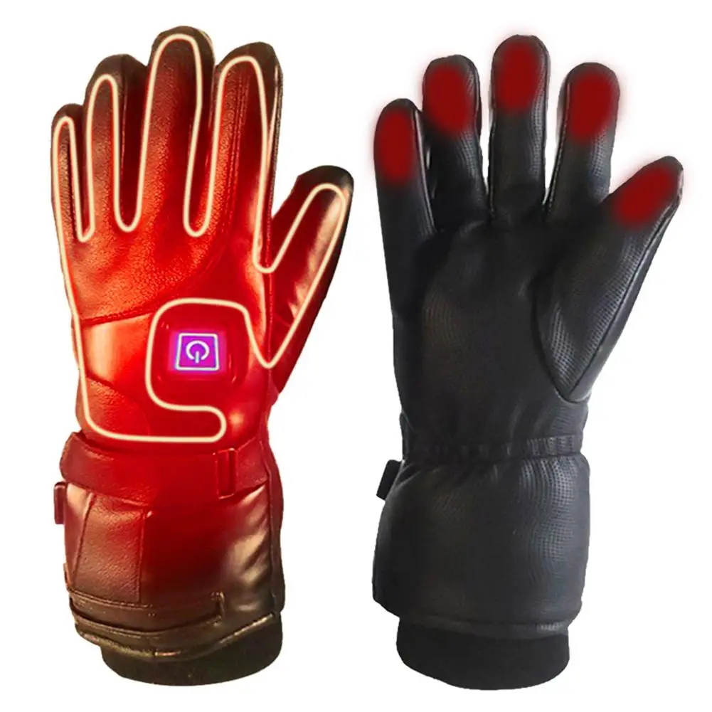 Winter Electric Heating Gloves PU Leather Waterproof Outdoor Cycling Skiing Heated Rechargeable Unisex Sports | Спорт и развлечения
