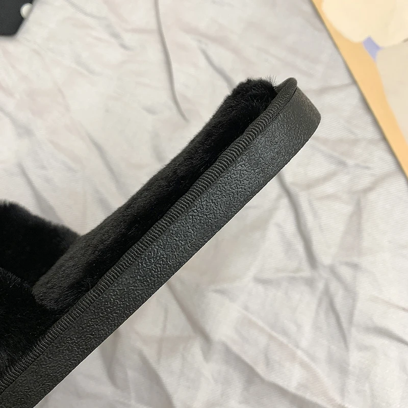 2021 New Winter Home Slippers Women Warm Cotton Lovely Fabric Slipper Indoor Mute Non-slip Bear Ears Flat Women Shoes Fur Slides