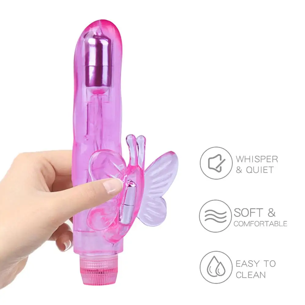 Вибратор-желе с бабочкой и кроликом секс-игрушки для женщин Многоскоростной