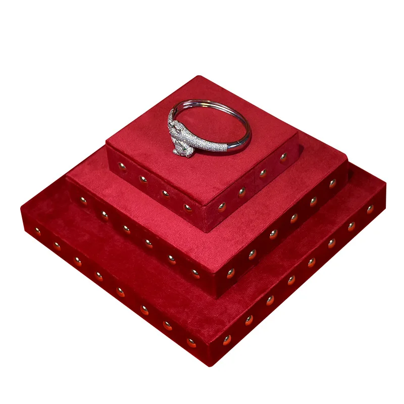 New product flannel jewelry display backing board creative rivet jewelry display platform board jewelry increase table