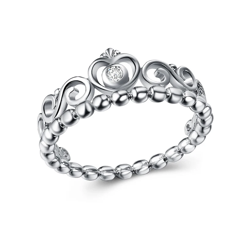 Princess Tiara Новинка, модное кольцо, любовь, сердце, корона, цветок, кольца на палец, прозрачный CZ, подходит для женщин, Свадебный бренд, ювелирное изделие, подарок, Прямая поставка - Цвет основного камня: Princess Tiara
