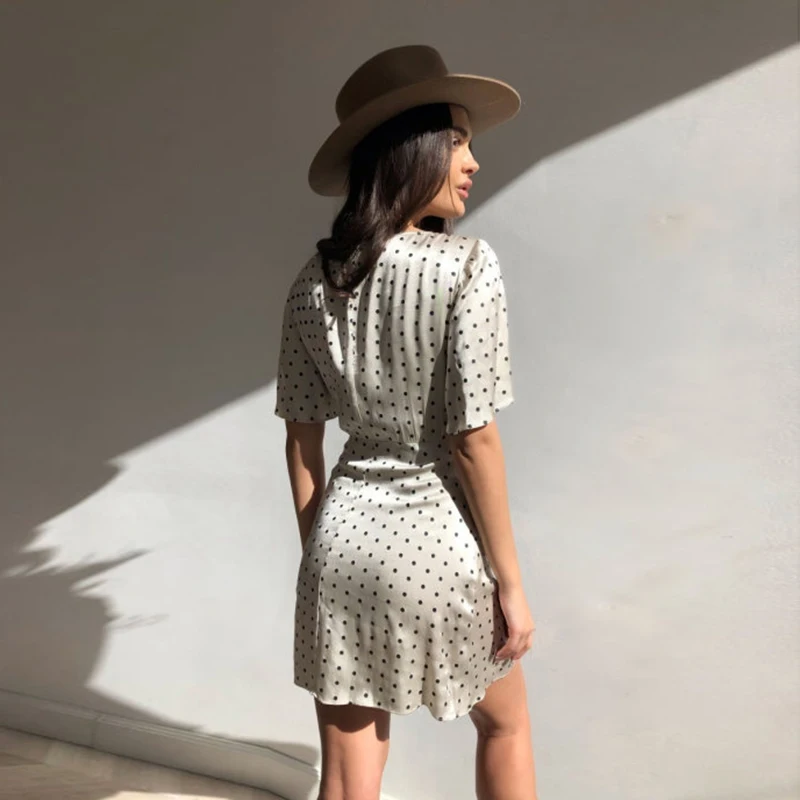 Женские летние платья 2022 сексуальное пляжное платье в горошек с глубоким