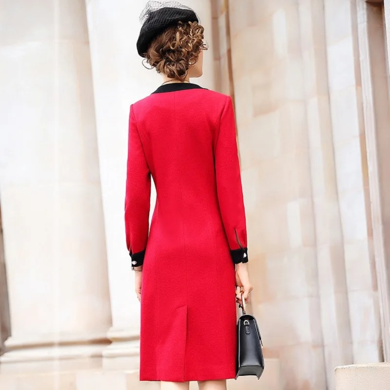 

quality Superior 2021 new Occupational Woolen dress autumn Full Sleeve Women Party Dress Plus Size Vintage wintersexy dresses