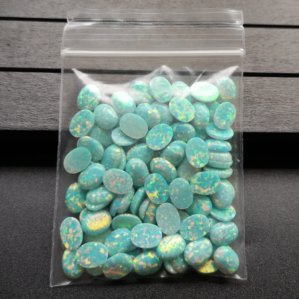 100 шт./лот 6x8 мм синтетический опал Овальный Кабошон для тела ювелирные изделия