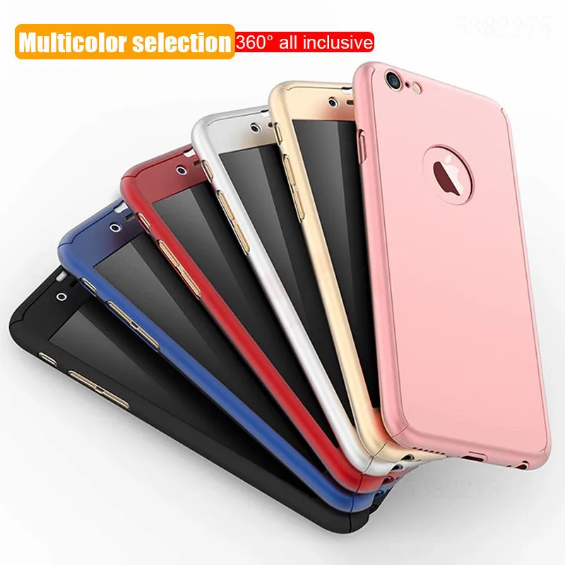 

360 Full Cover Case On For iPhone 11 Pro Max SE 2020 PC Protective Case For iPhone 11 XS Max XR X 8 7 6S 6 Plus Cover With Glass