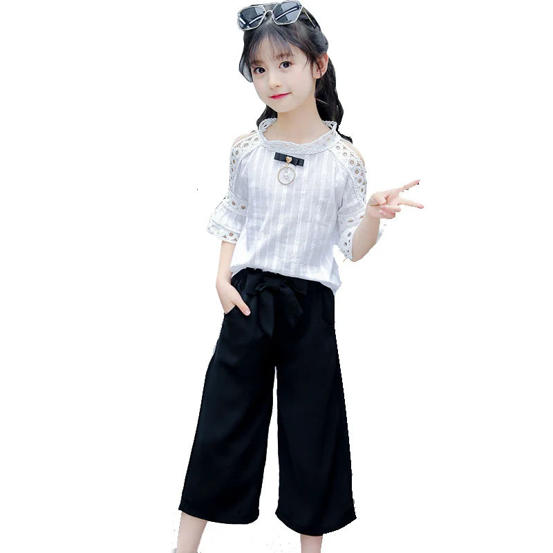 2019 Брендовое летнее платье для девочек кружевное с открытыми плечами