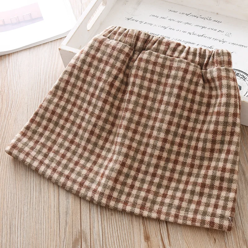 Весенняя Юбка для маленьких девочек Клетчатая юбка на пуговицах детей Одежда