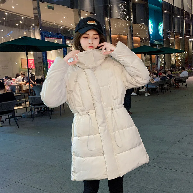 Winter Coat  Clothing for Women The New Female Korean Version Loose Thicken Hooded Draw Back