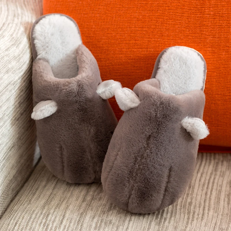

Cat Animal Prints Cute Home Slippers Short Plush Warm Soft Cotton Women Slippers Loves Floor Indoor Shoes Women Large Size 45