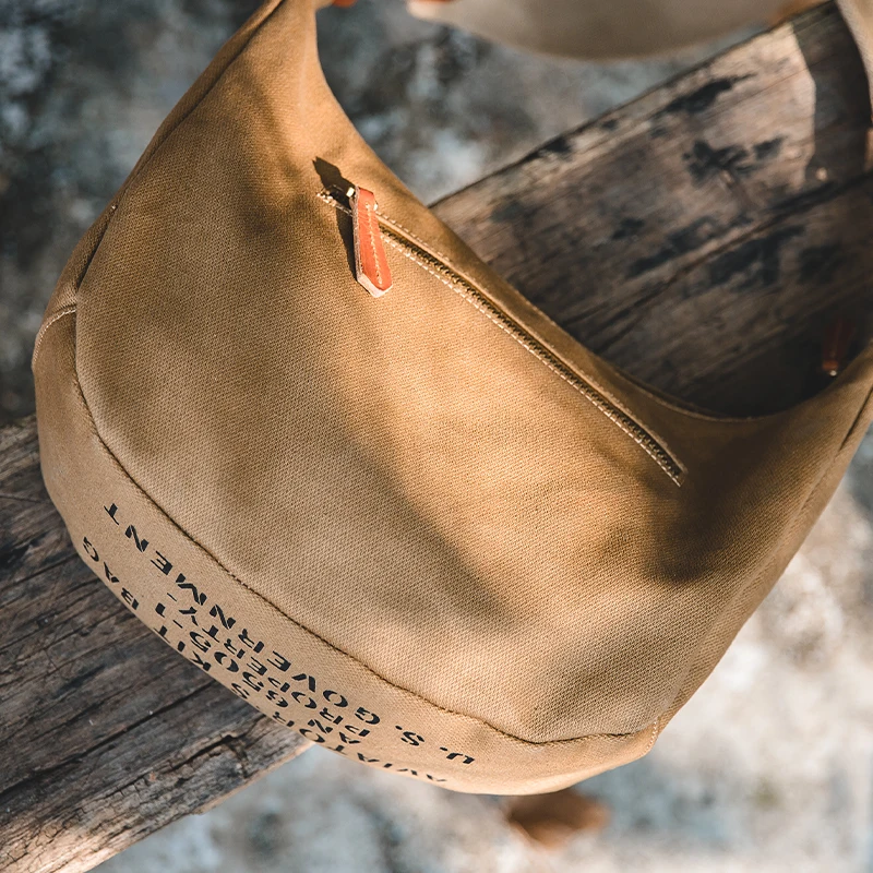 Мужская сумка-мессенджер в стиле ретро Maden коричневая Холщовая Сумка через плечо