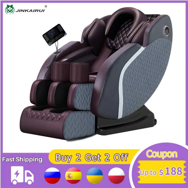 

Jinkairui Massage Chair Recliner with Zero Gravity Full Body Air Pressure Bluetooth Heat and Foot Roller Included + LCD Touch