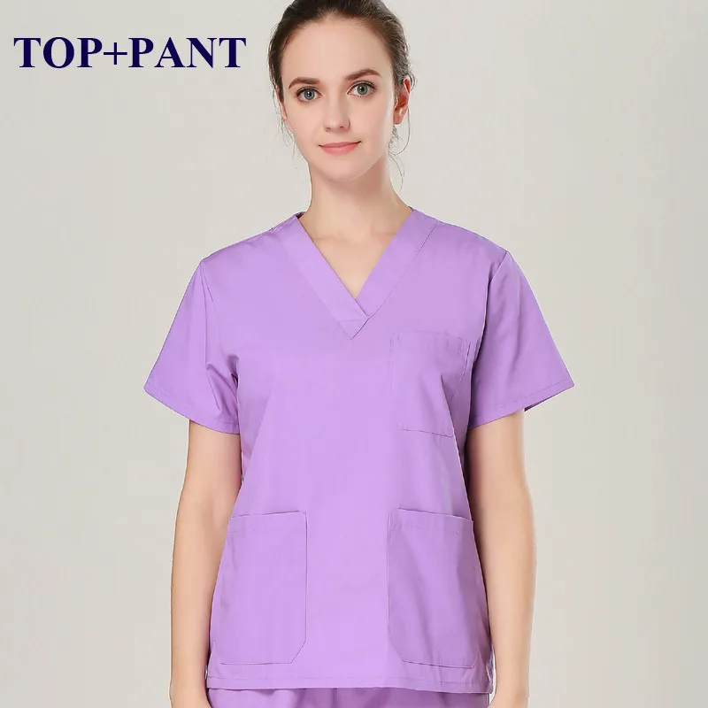 Purple PolyCotton 1 Распродажа униформа медсестры рабочая одежда для больниц доктор скраб набор для женщин и мужчин классический v-образный вырез дешевая медицинская Униформа Костюмы - Цвет: Purple PolyCotton 1