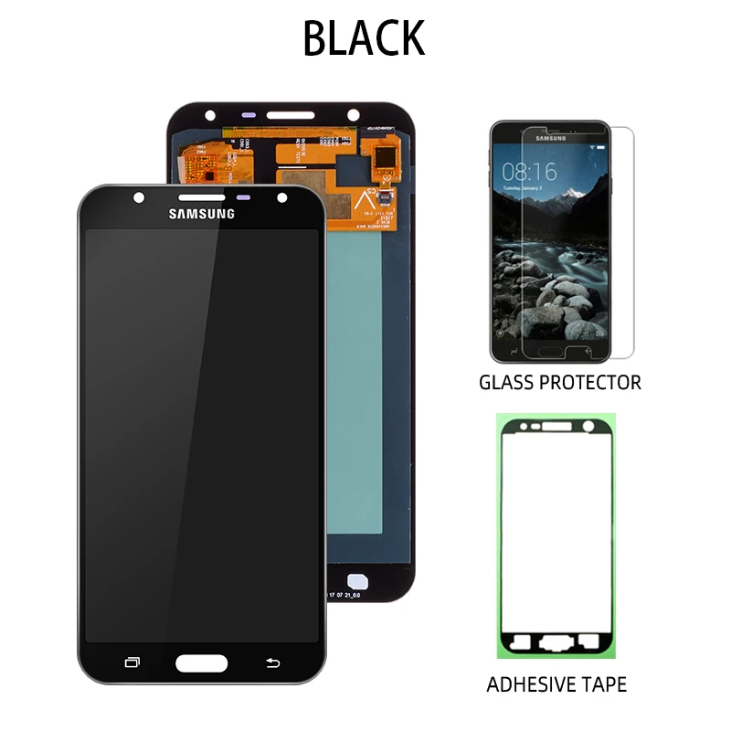 Black No Frame AMOLED ЖК-дисплей для samsung J701 ЖК-дисплей J701F для samsung Galaxy J7 Neo ЖК-дисплей сенсорный экран сборка Замена - Цвет: Black No Frame