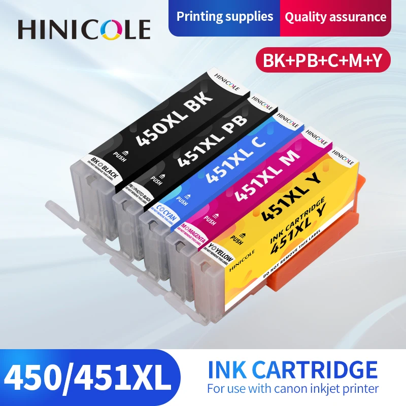 

HINICOLE 5pcs PGI 450 CLI 451 BK C M Y compatible ink cartridge For canon PIXMA MG5440 MG5540 MG6440 Ip7240 MX924 IX6540 IX6840